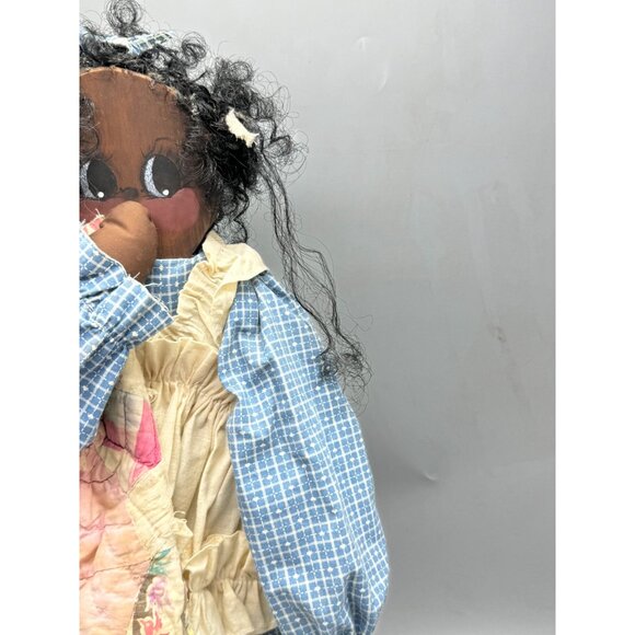 Handmade African American Wooden Doll Quilted blanket Dress & Welcome Sign READ - Picture 11 of 14